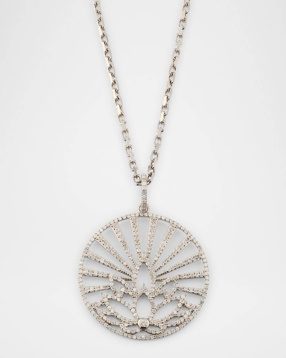 Sterling Silver Diamond Lotus Pendant Necklace